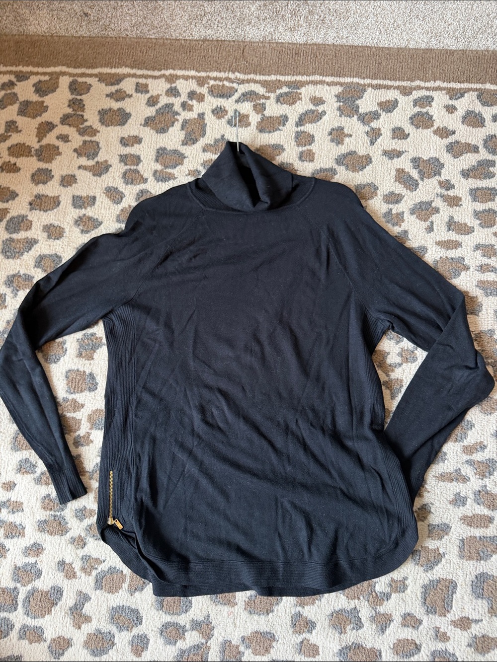 Kensie Black Turtleneck Sweater with Side Zip